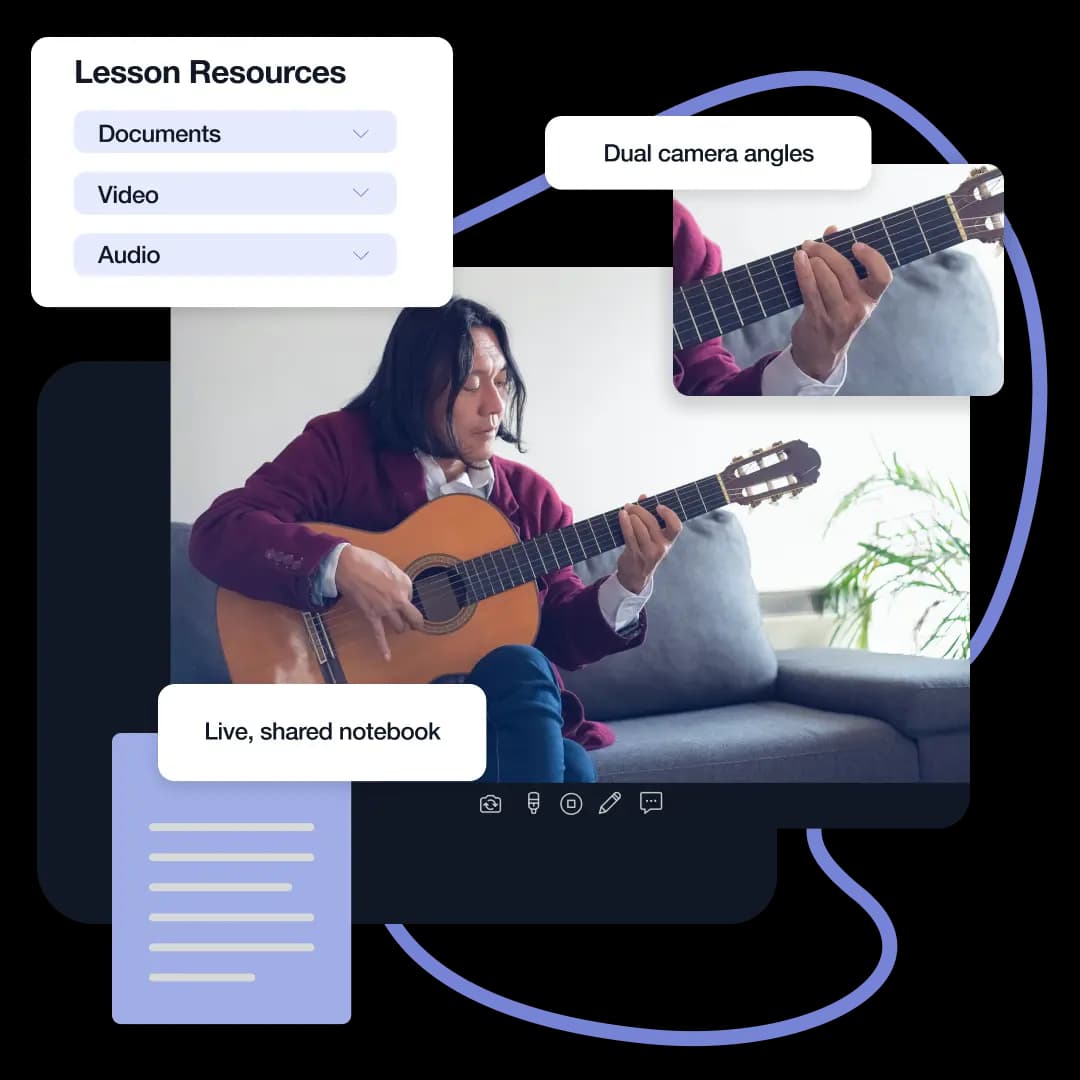 Forte lesson workspace with musician-focused learning tools